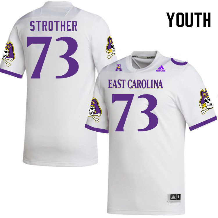 Youth #73 Nishad Strother ECU Pirates 2023 College Football Jerseys Stitched-White - Click Image to Close